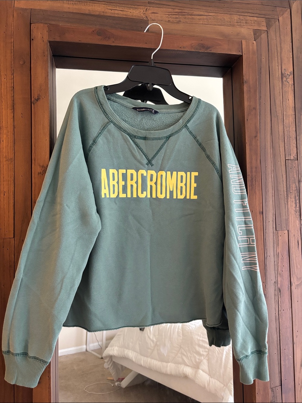 Abercrombie & Fitch Green Sweatshirt with Yellow Logo
